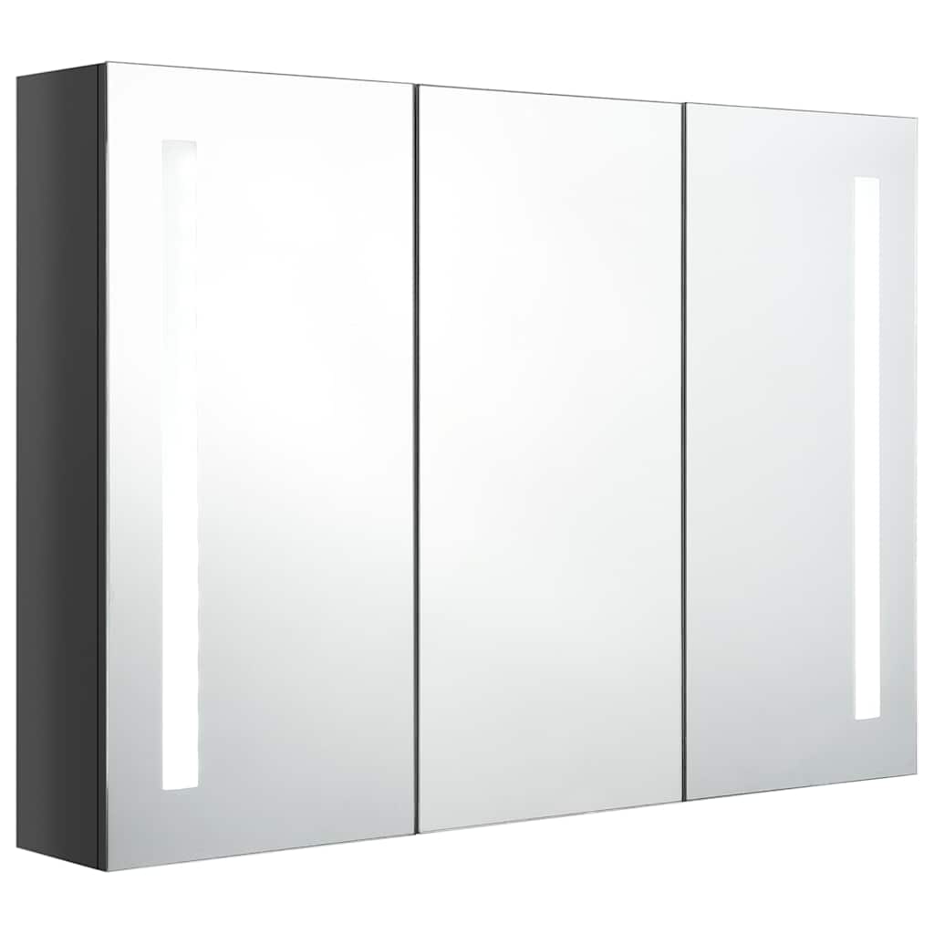 326528 vidaXL LED Bathroom Mirror Cabinet 89x14x62 cm Shining Grey