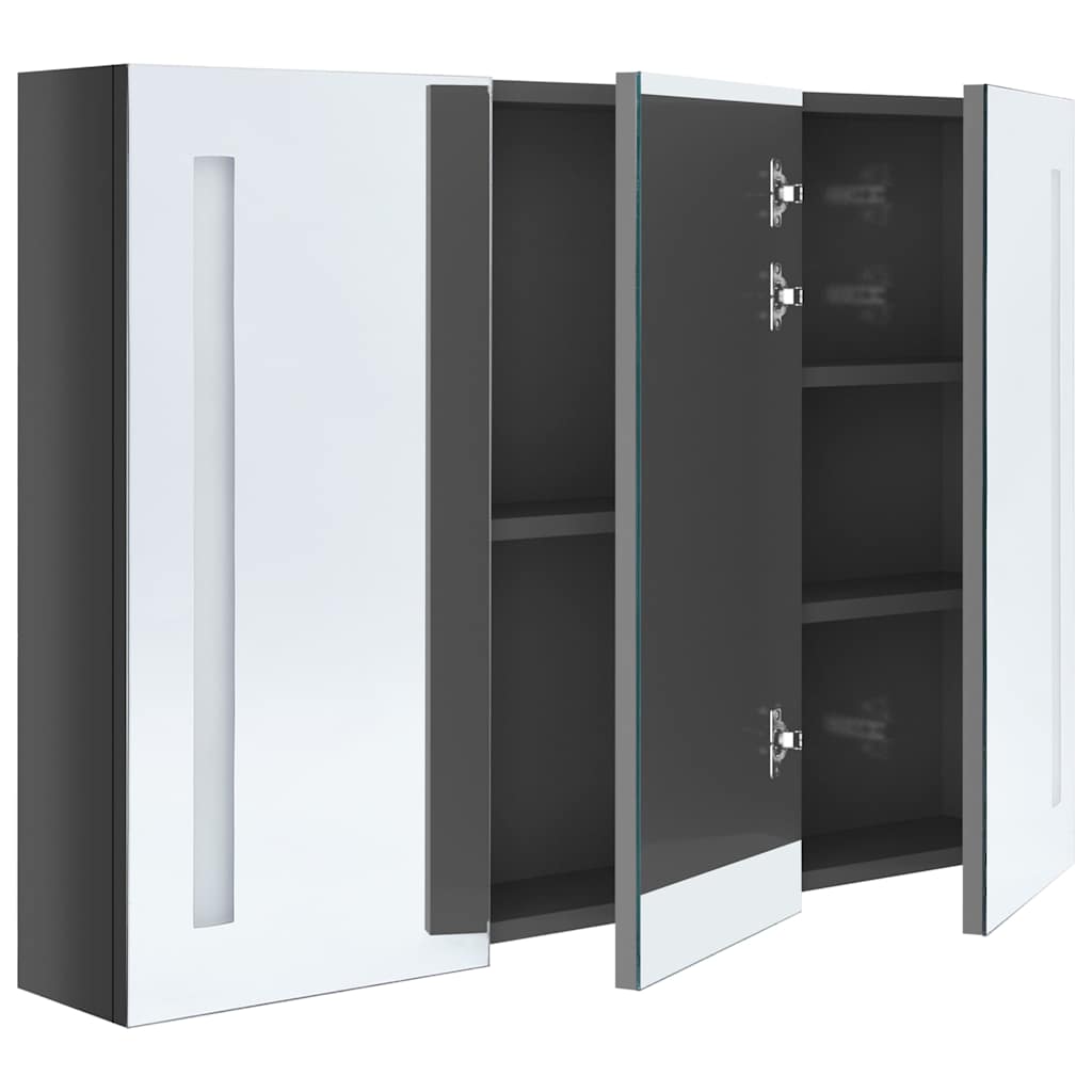 326528 vidaXL LED Bathroom Mirror Cabinet 89x14x62 cm Shining Grey