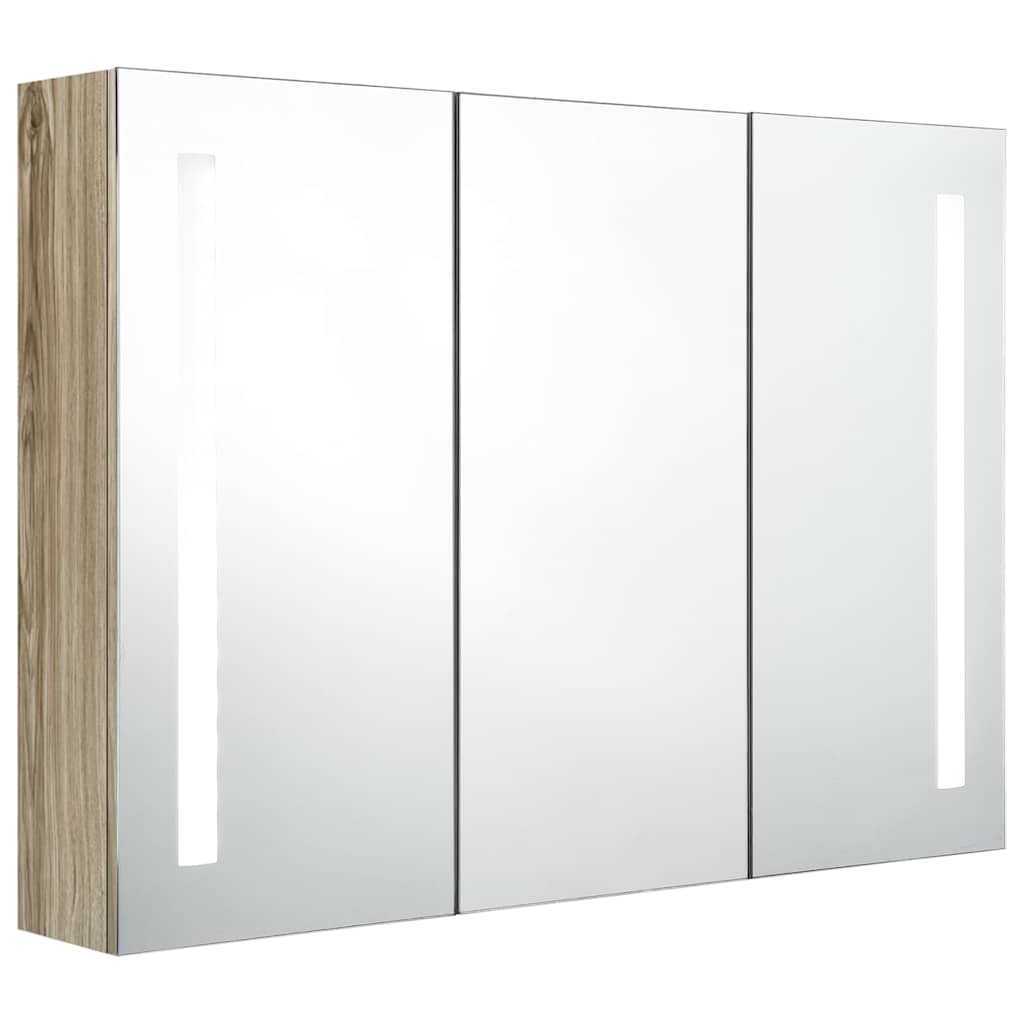 326529 vidaXL LED Bathroom Mirror Cabinet 89x14x62 cm Oak