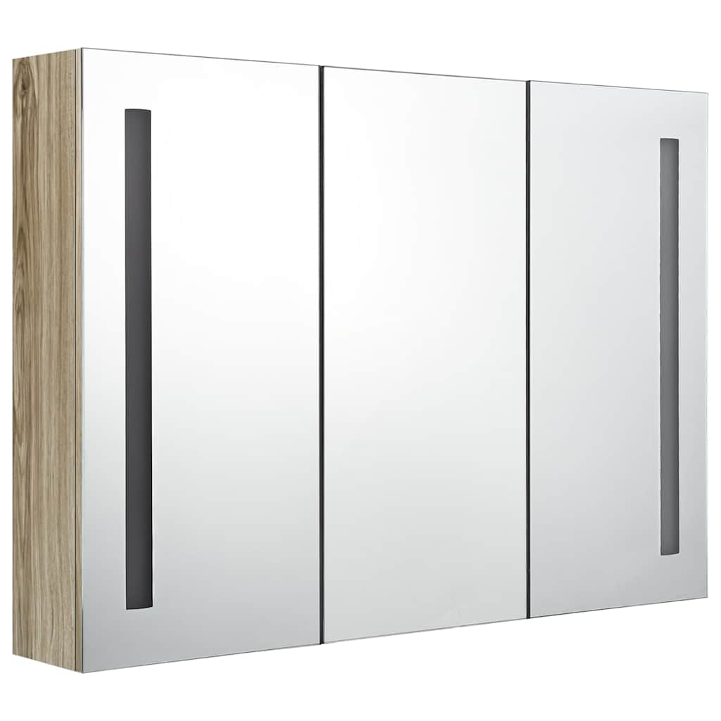326529 vidaXL LED Bathroom Mirror Cabinet 89x14x62 cm Oak
