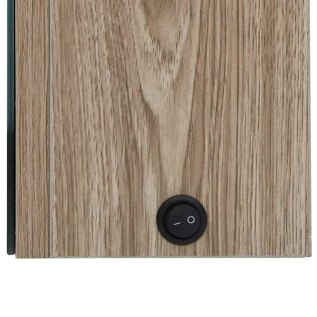 326529 vidaXL LED Bathroom Mirror Cabinet 89x14x62 cm Oak