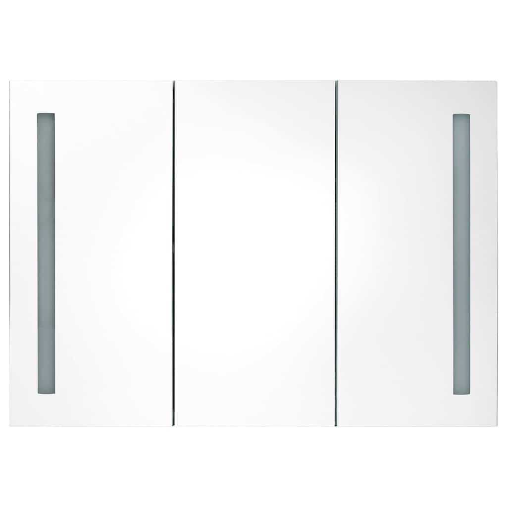 326530 vidaXL LED Bathroom Mirror Cabinet 89x14x62 cm White and Oak