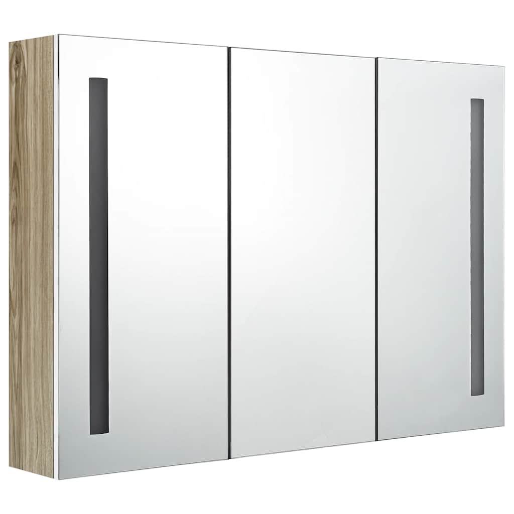 Bathroom Cabinet | White and Oak | MDF with melamine finish, glass mirror