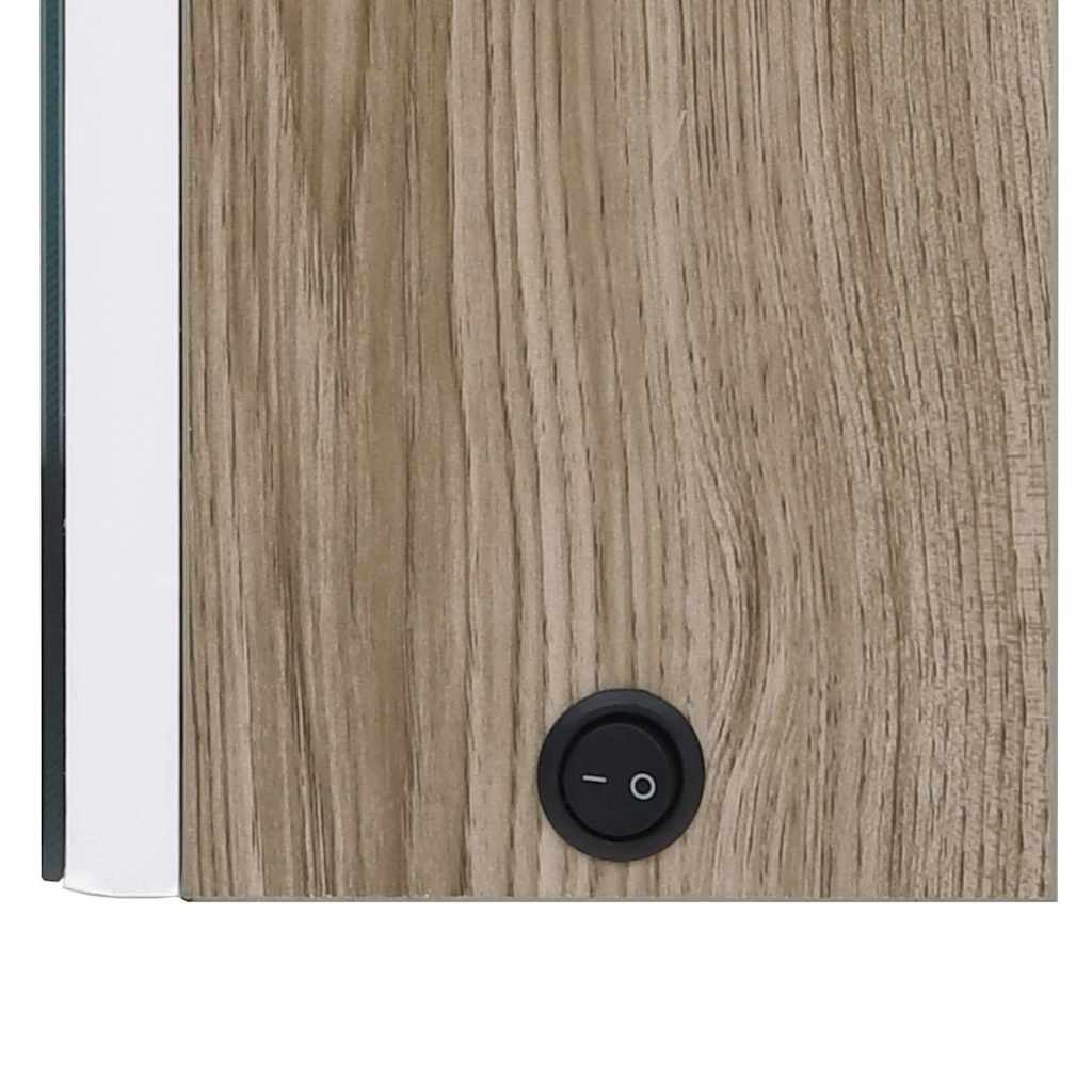 326530 vidaXL LED Bathroom Mirror Cabinet 89x14x62 cm White and Oak