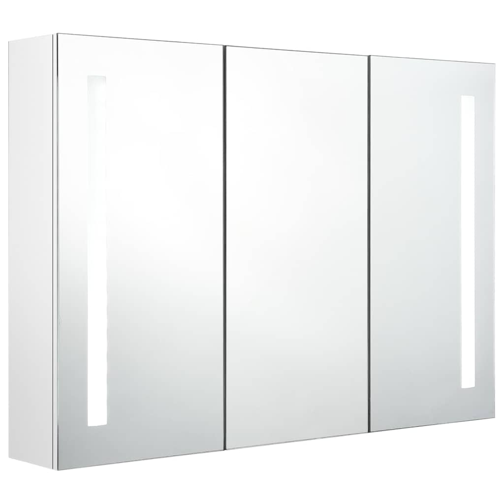 326531 vidaXL LED Bathroom Mirror Cabinet 89x14x62 cm Shining White
