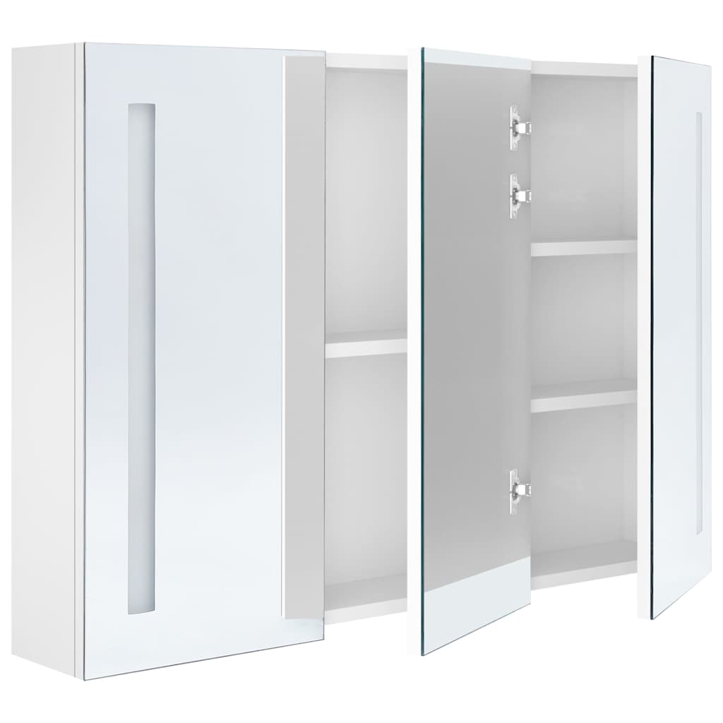 326531 vidaXL LED Bathroom Mirror Cabinet 89x14x62 cm Shining White
