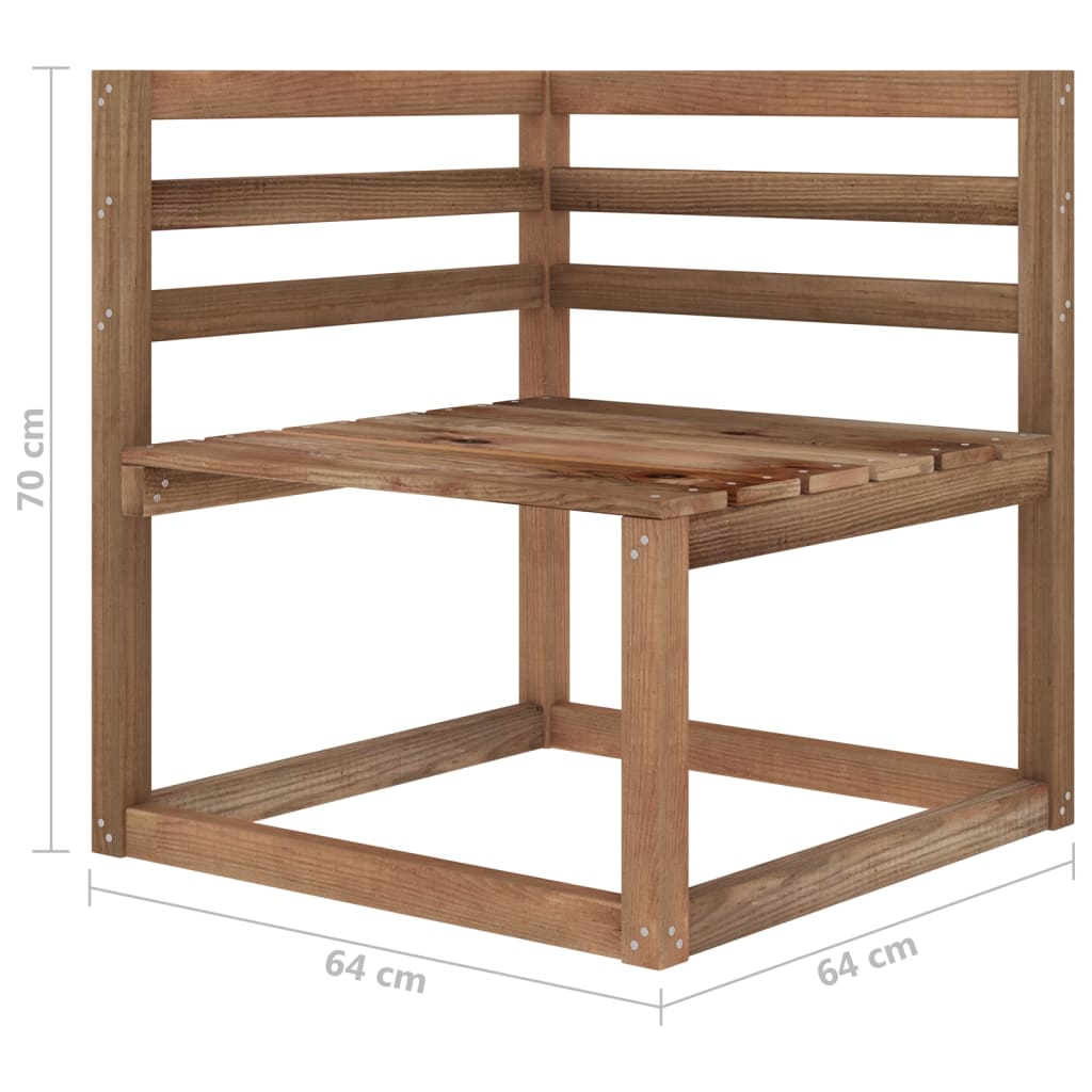 vidaXL Garden Pallet Corner Sofas 2 pcs Brown Impregnated Pinewood