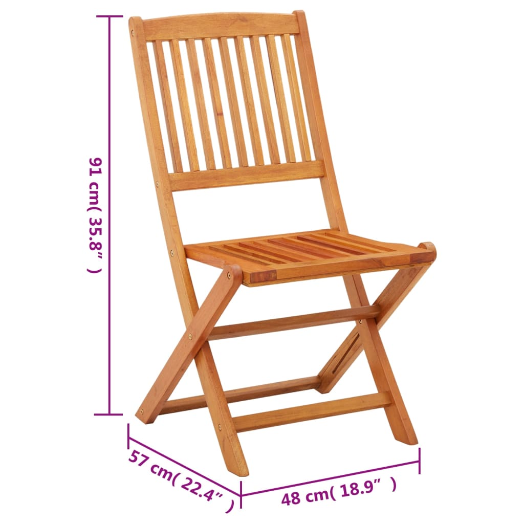 Garden Chair | Set of 2 | Natural wood | Solid eucalyptus wood | Standard