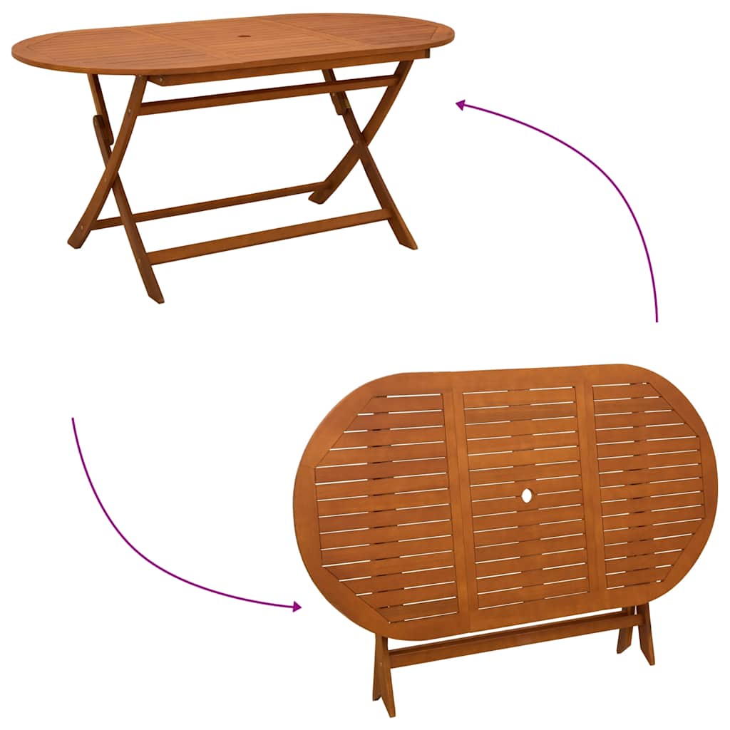 Folding Garden Table 160x85x75 cm Solid Eucalyptus Wood
