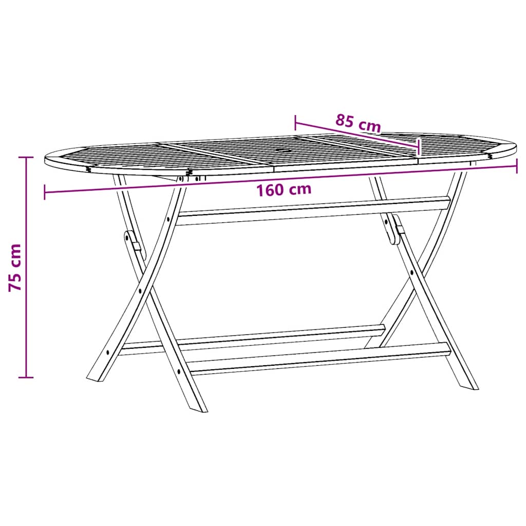 Folding Garden Table 160x85x75 cm Solid Eucalyptus Wood