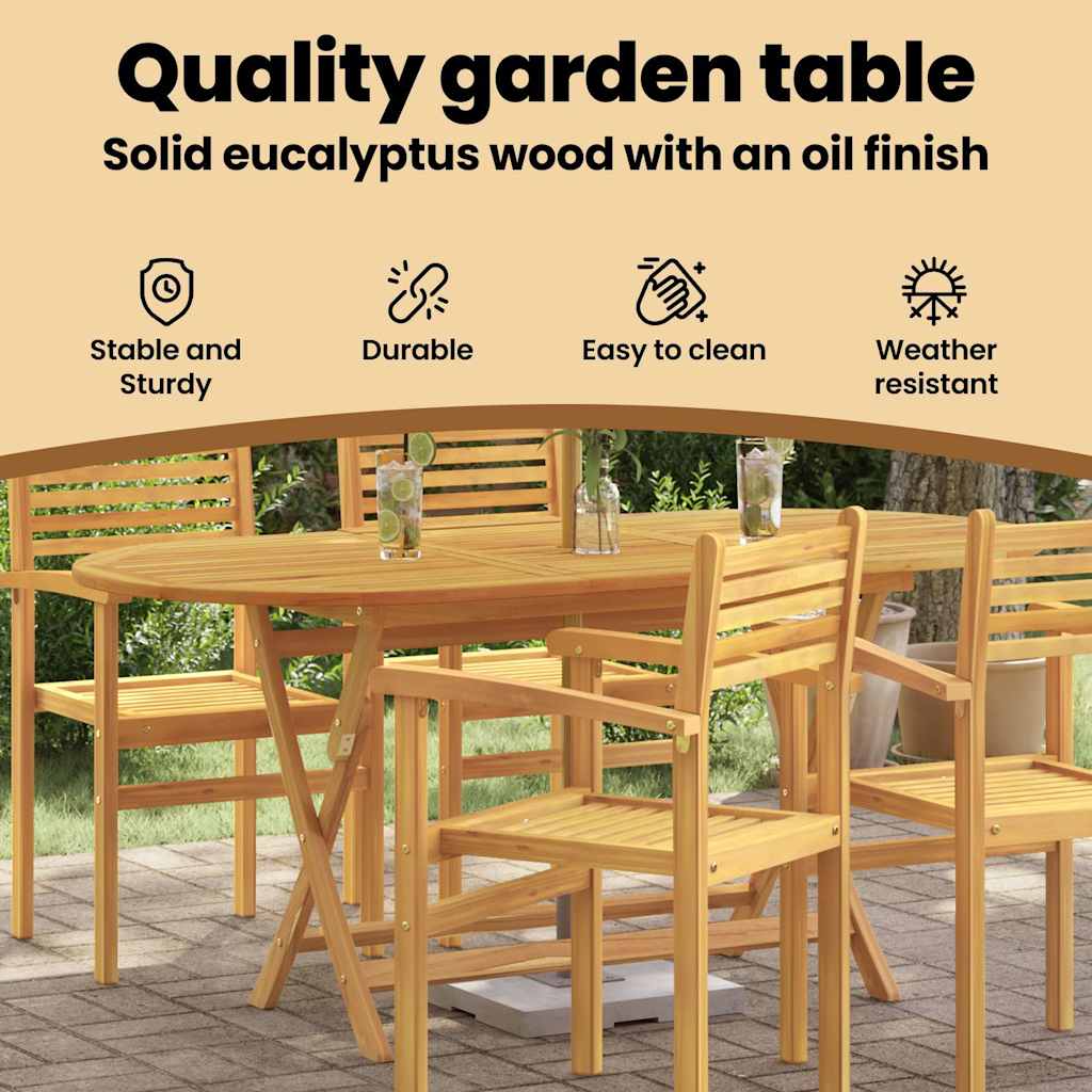 312454 vidaXL Folding Garden Table 160x85x75 cm Solid Eucalyptus Wood