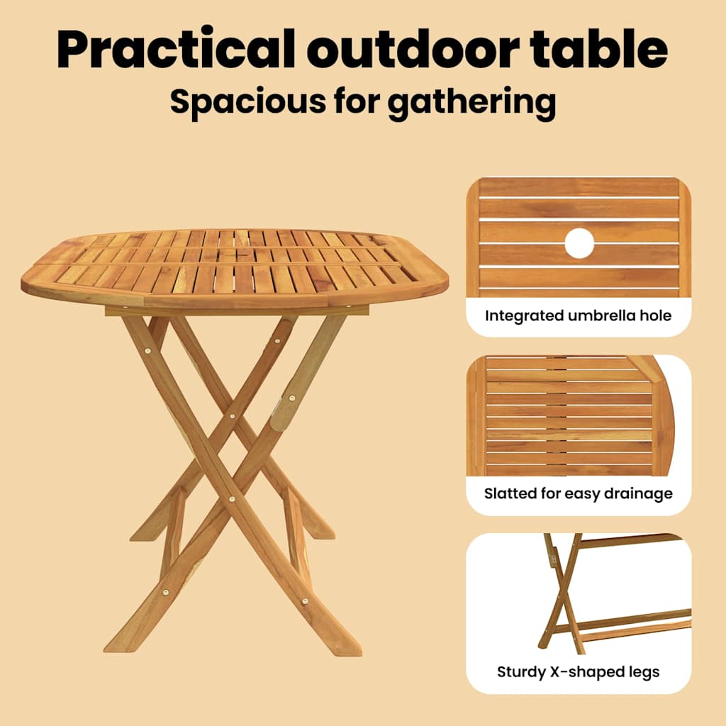 312454 vidaXL Folding Garden Table 160x85x75 cm Solid Eucalyptus Wood