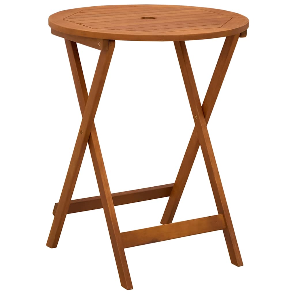 312455 vidaXL Folding Garden Table Ø60x75 cm Solid Eucalyptus Wood