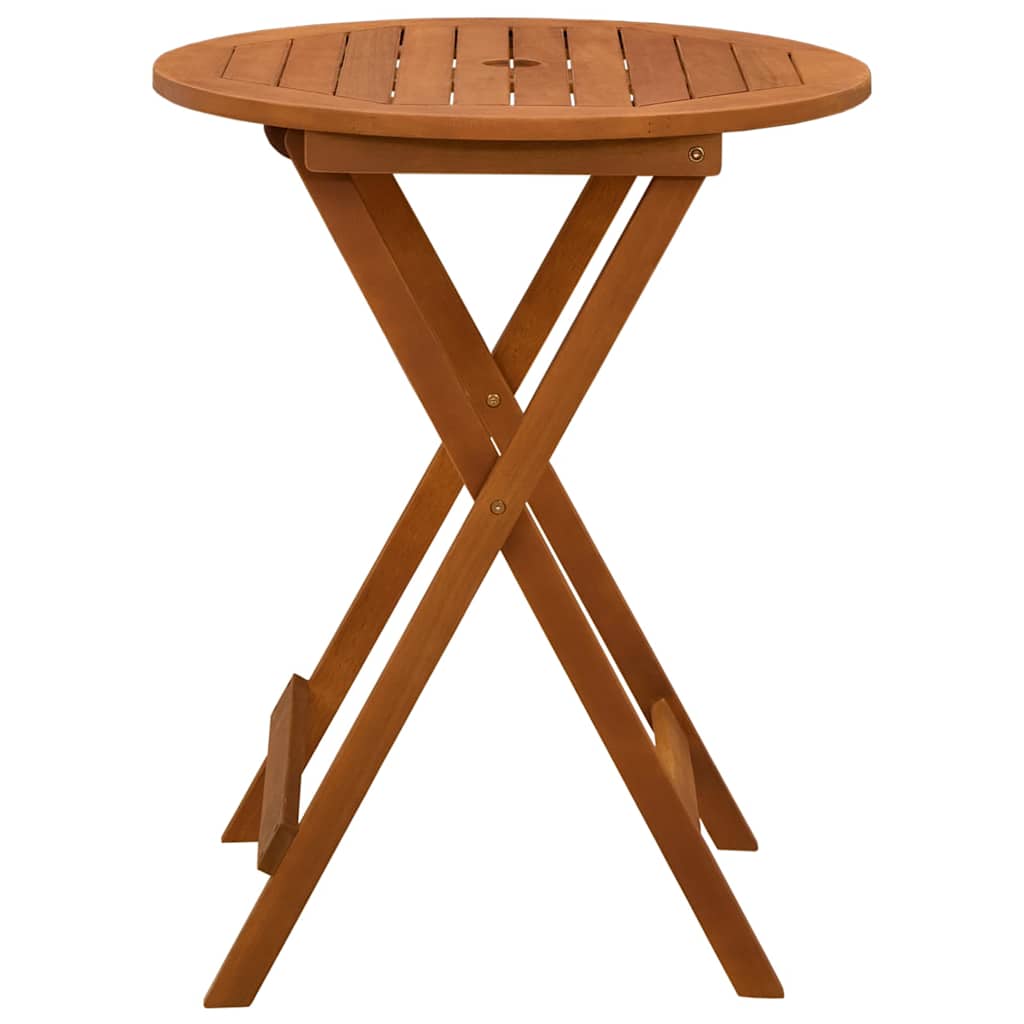 312455 vidaXL Folding Garden Table Ø60x75 cm Solid Eucalyptus Wood