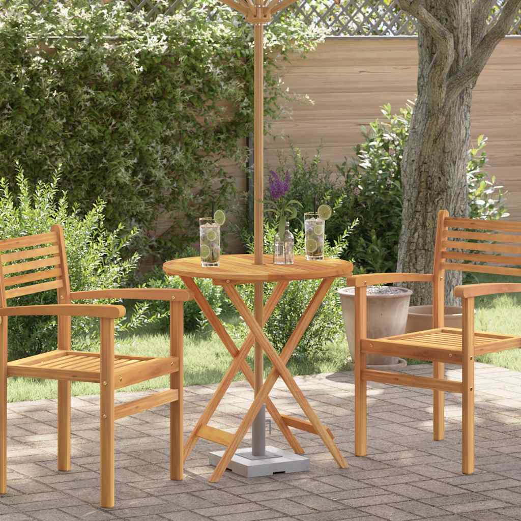 312455 vidaXL Folding Garden Table Ø60x75 cm Solid Eucalyptus Wood