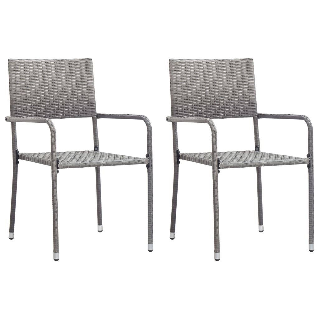 Dining Set | Grey | Solid acacia wood, PE rattan, Powder-coated steel