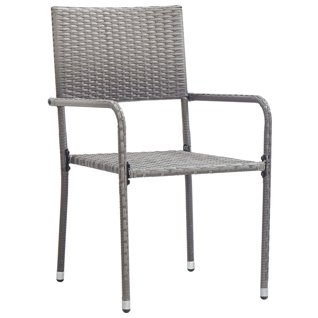 Dining Set | Grey | Solid acacia wood, PE rattan, Powder-coated steel