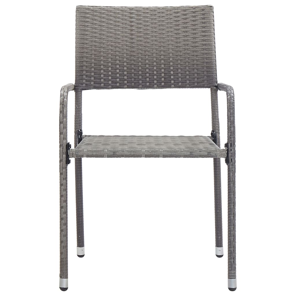 Dining Set | Grey | Solid acacia wood, PE rattan, Powder-coated steel