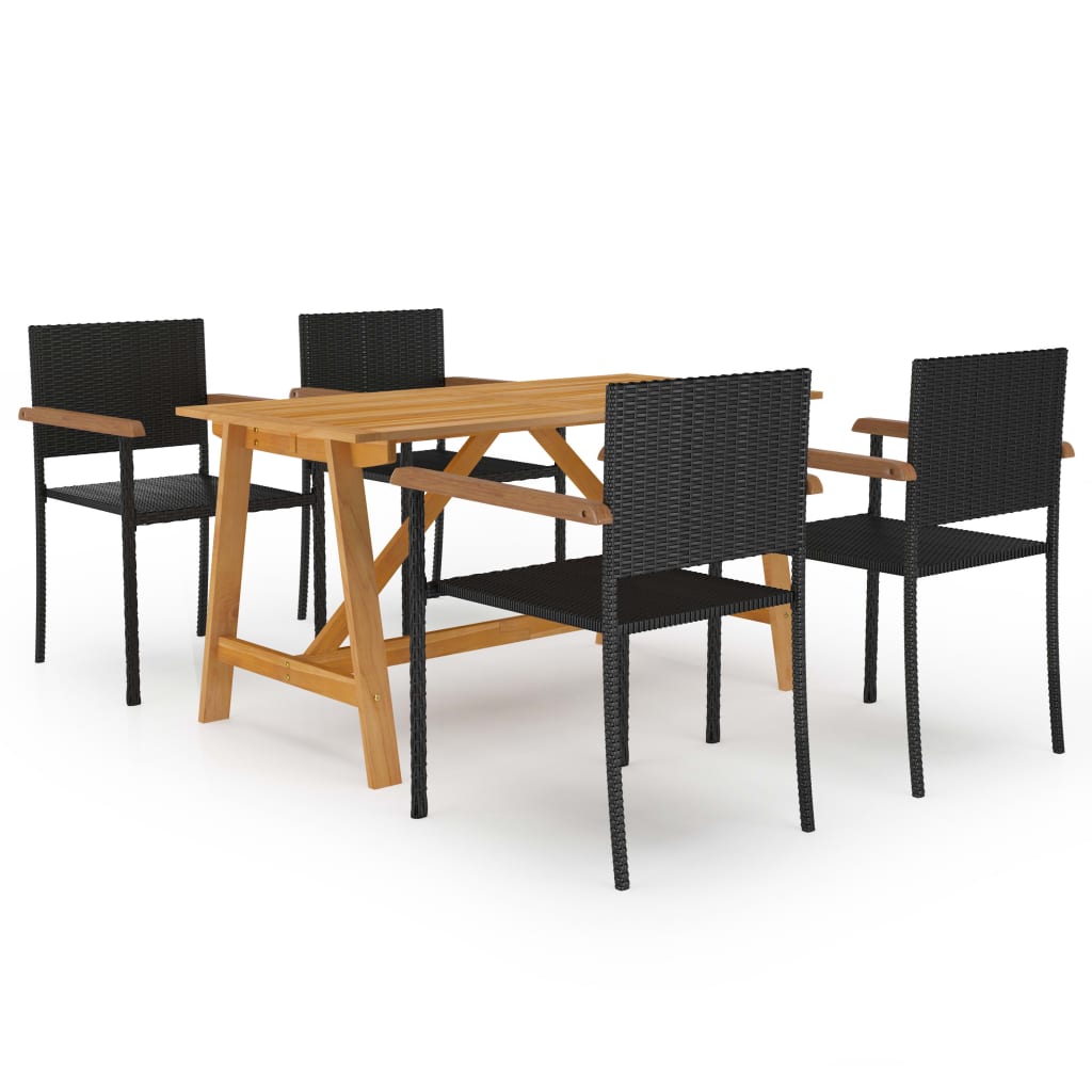 vidaXL 5 Piece Garden Dining Set Black