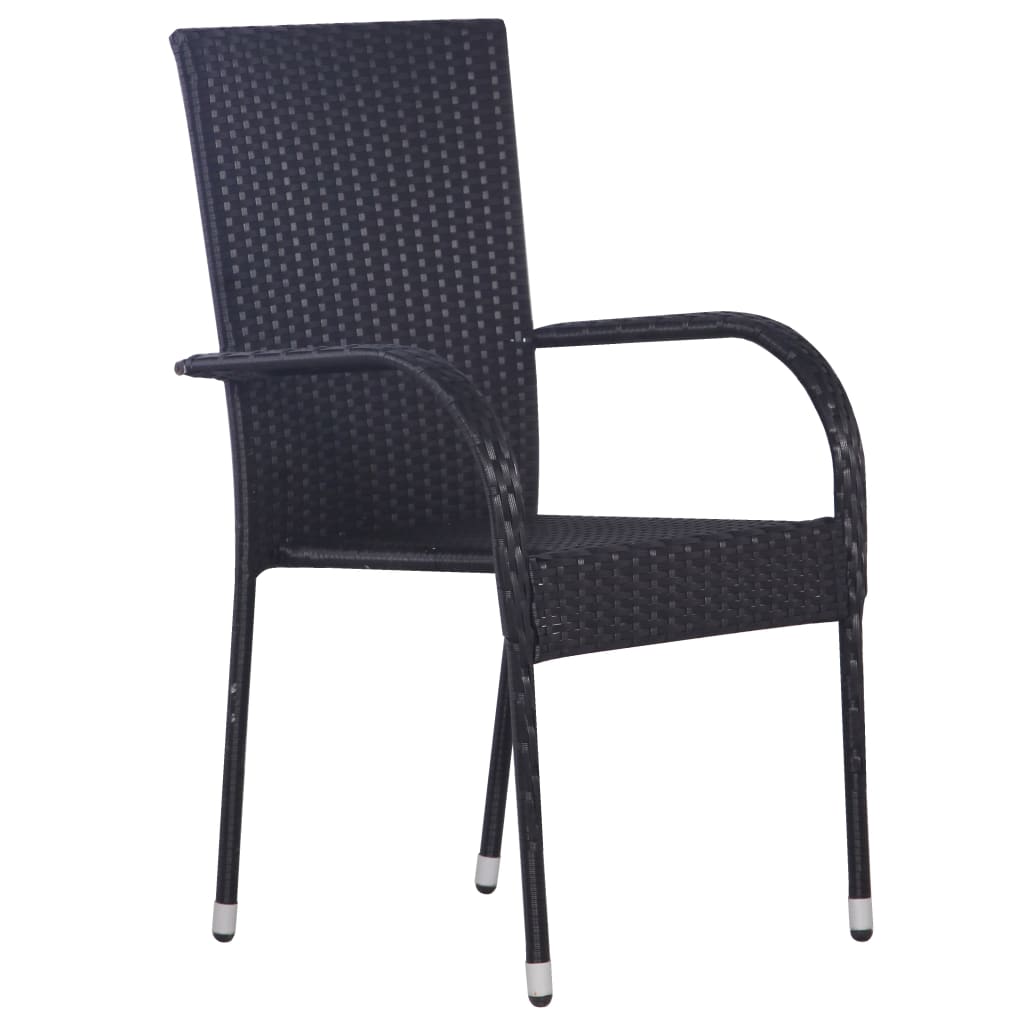 Dining Set | Black | Solid Acacia wood | Compact | Stackable | Dining Set