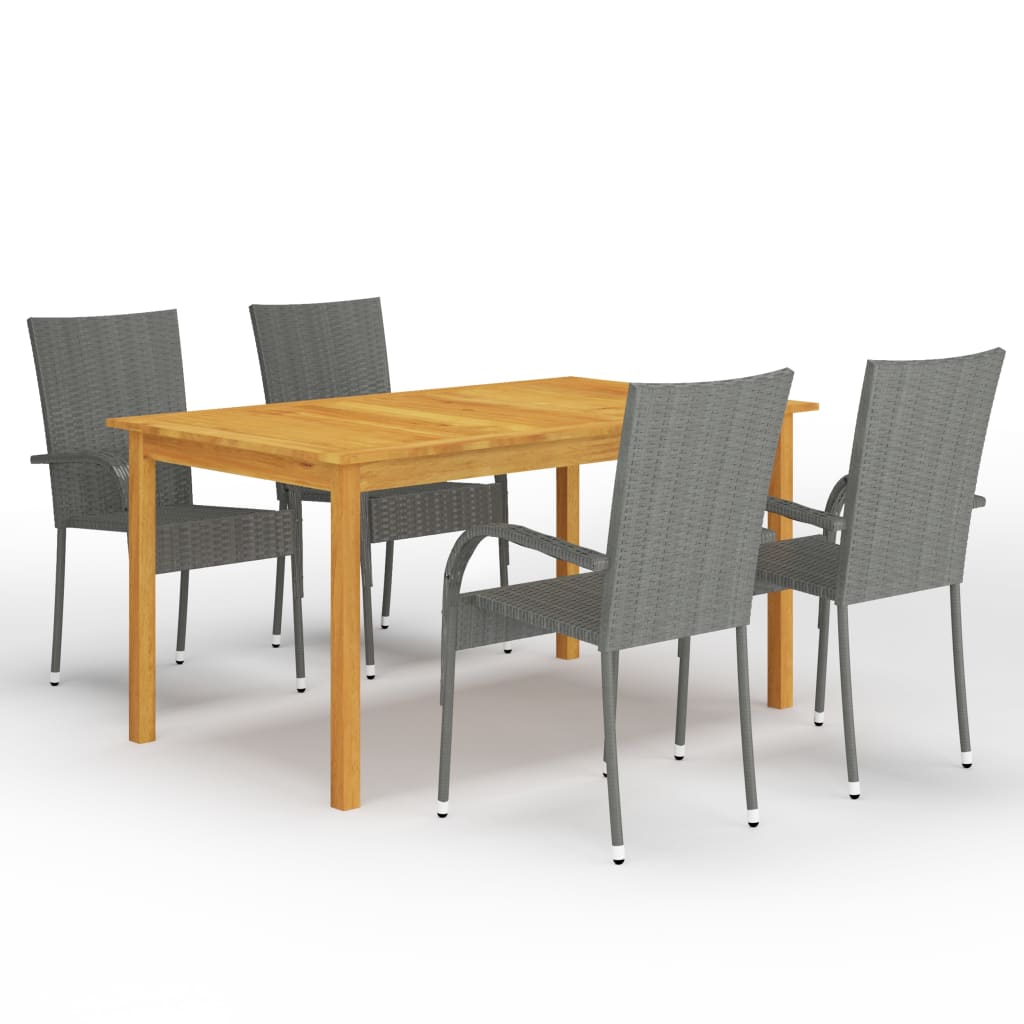 vidaXL 5 Piece Garden Dining Set Grey