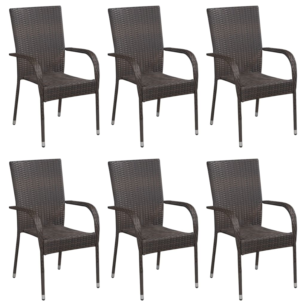 vidaXL 7 Piece Garden Dining Set Brown