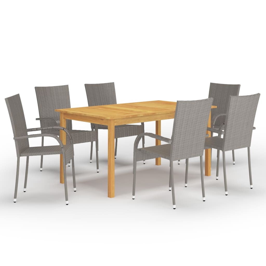 vidaXL 7 Piece Garden Dining Set Grey