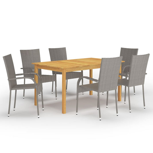 vidaXL 7 Piece Garden Dining Set Grey