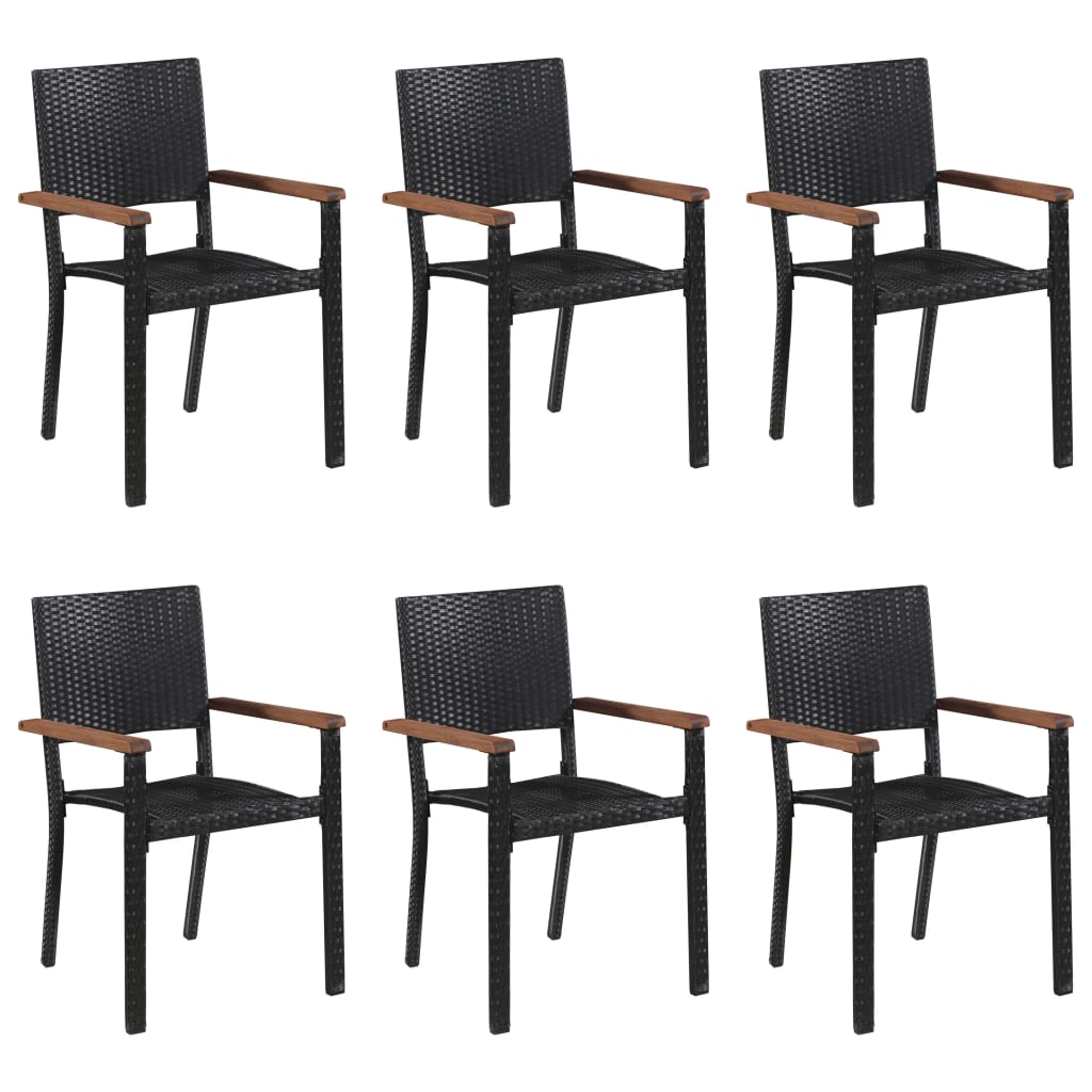Dining Set | Black | Solid acacia wood, PE rattan, Powder-coated steel