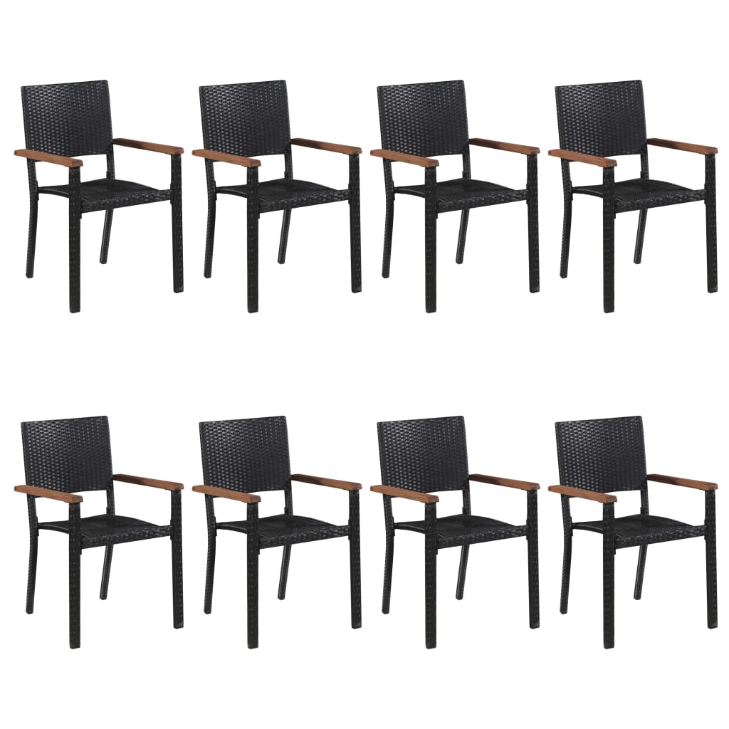 vidaXL 9 Piece Garden Dining Set Black