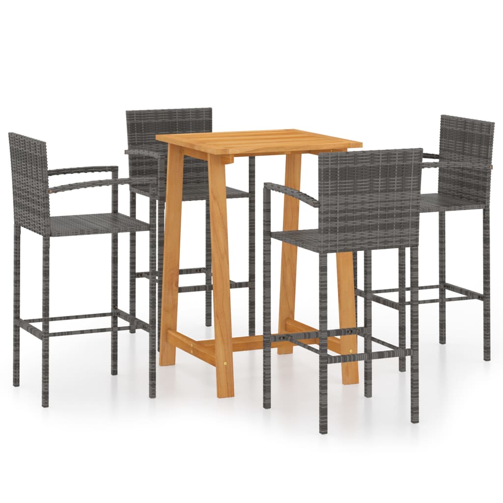 vidaXL 5 Piece Garden Bar Set Grey