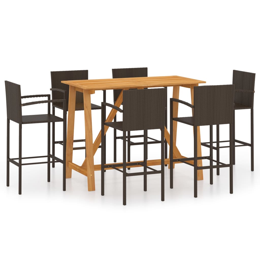 vidaXL 7 Piece Garden Bar Set Brown