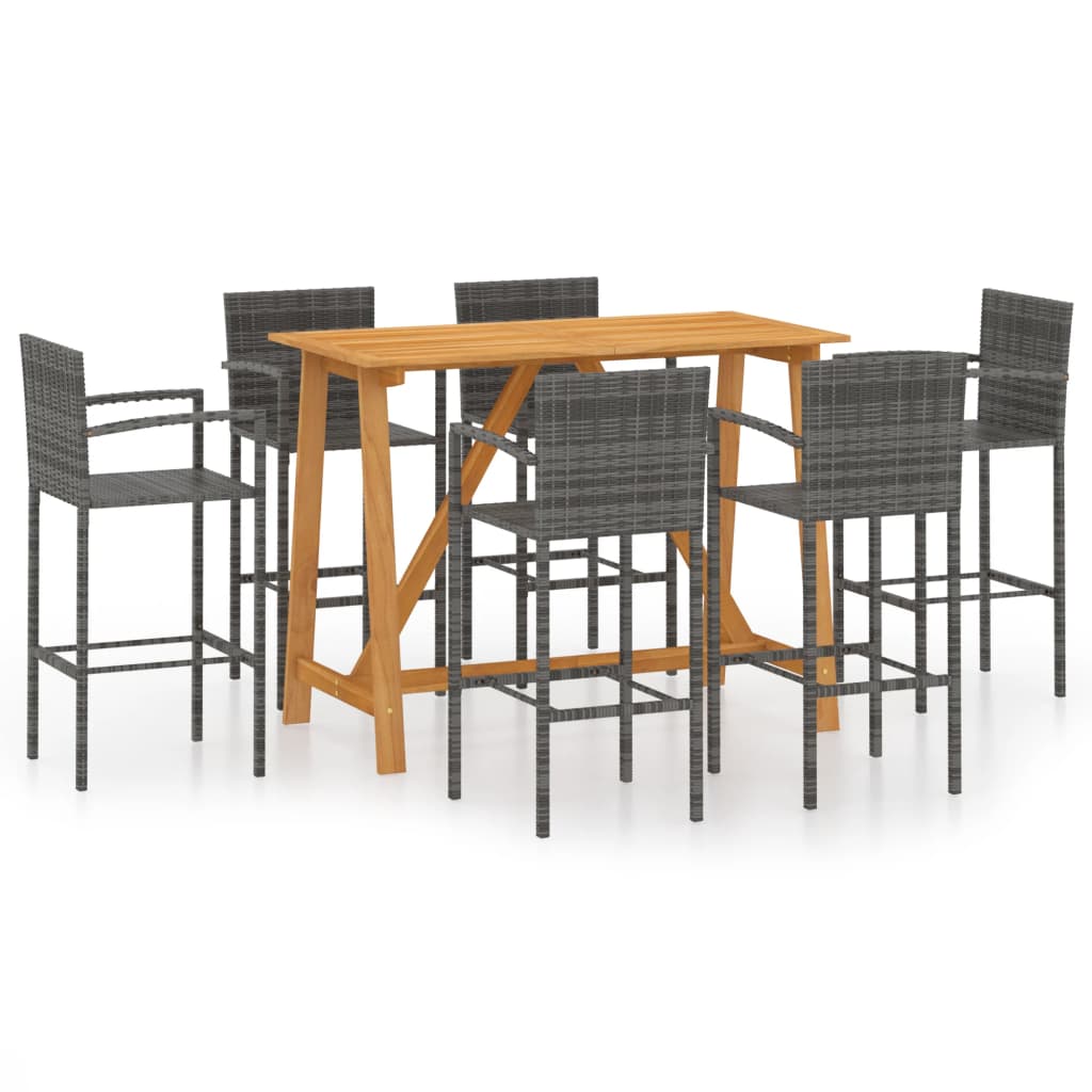 vidaXL 7 Piece Garden Bar Set Grey