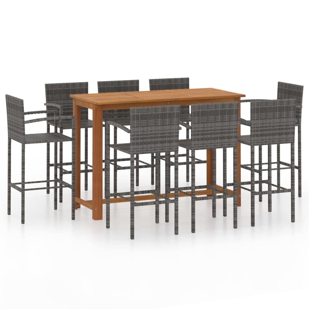 vidaXL 9 Piece Garden Bar Set Grey