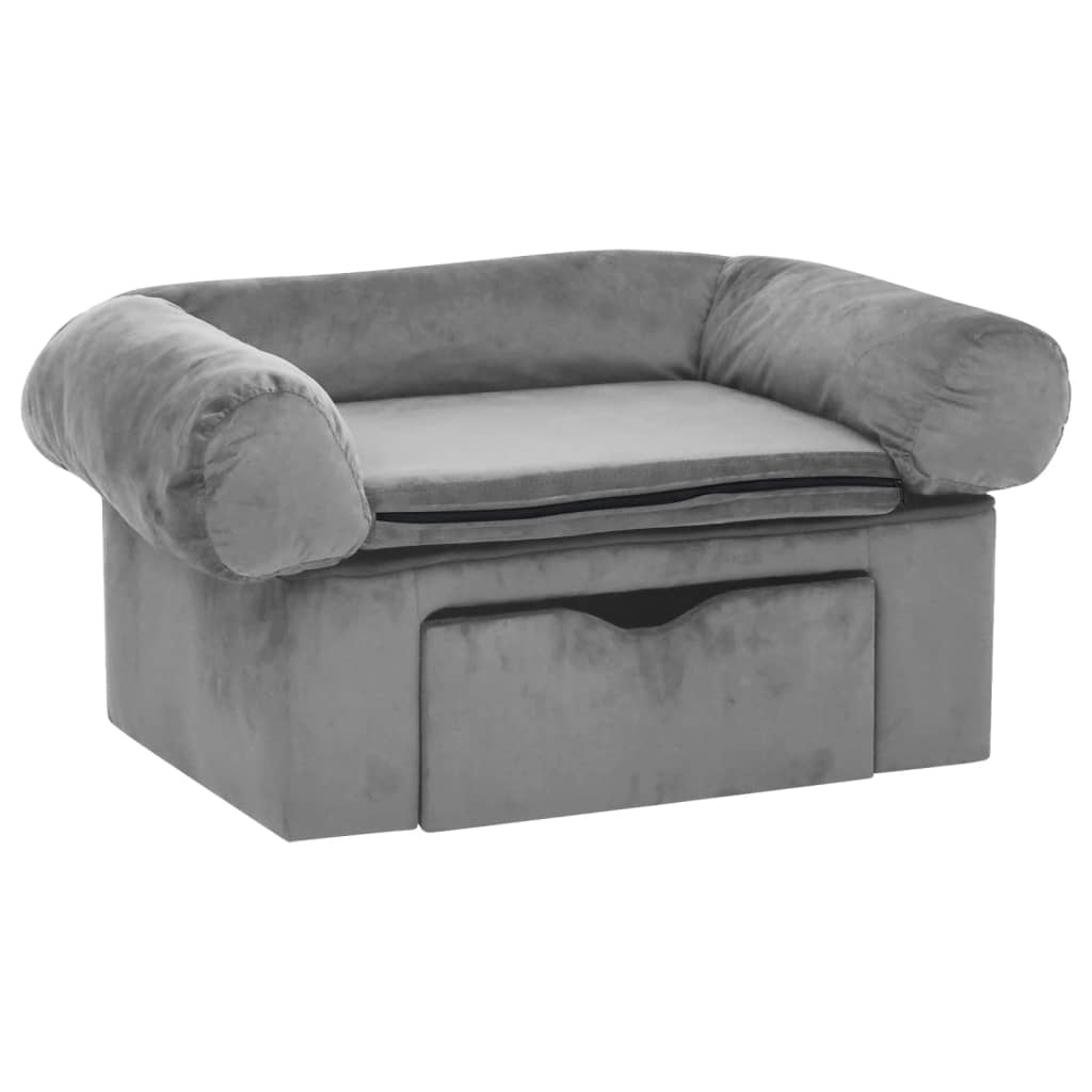 Dog Sofa with Drawer Grey 75x50x38 cm Plush