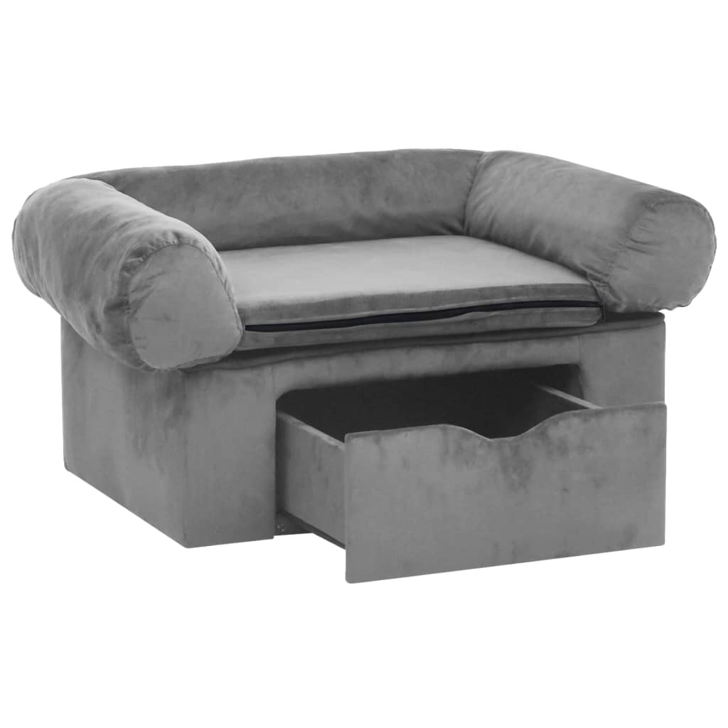 Dog Sofa with Drawer Grey 75x50x38 cm Plush