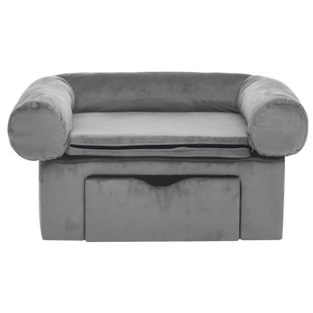 Dog Sofa with Drawer Grey 75x50x38 cm Plush