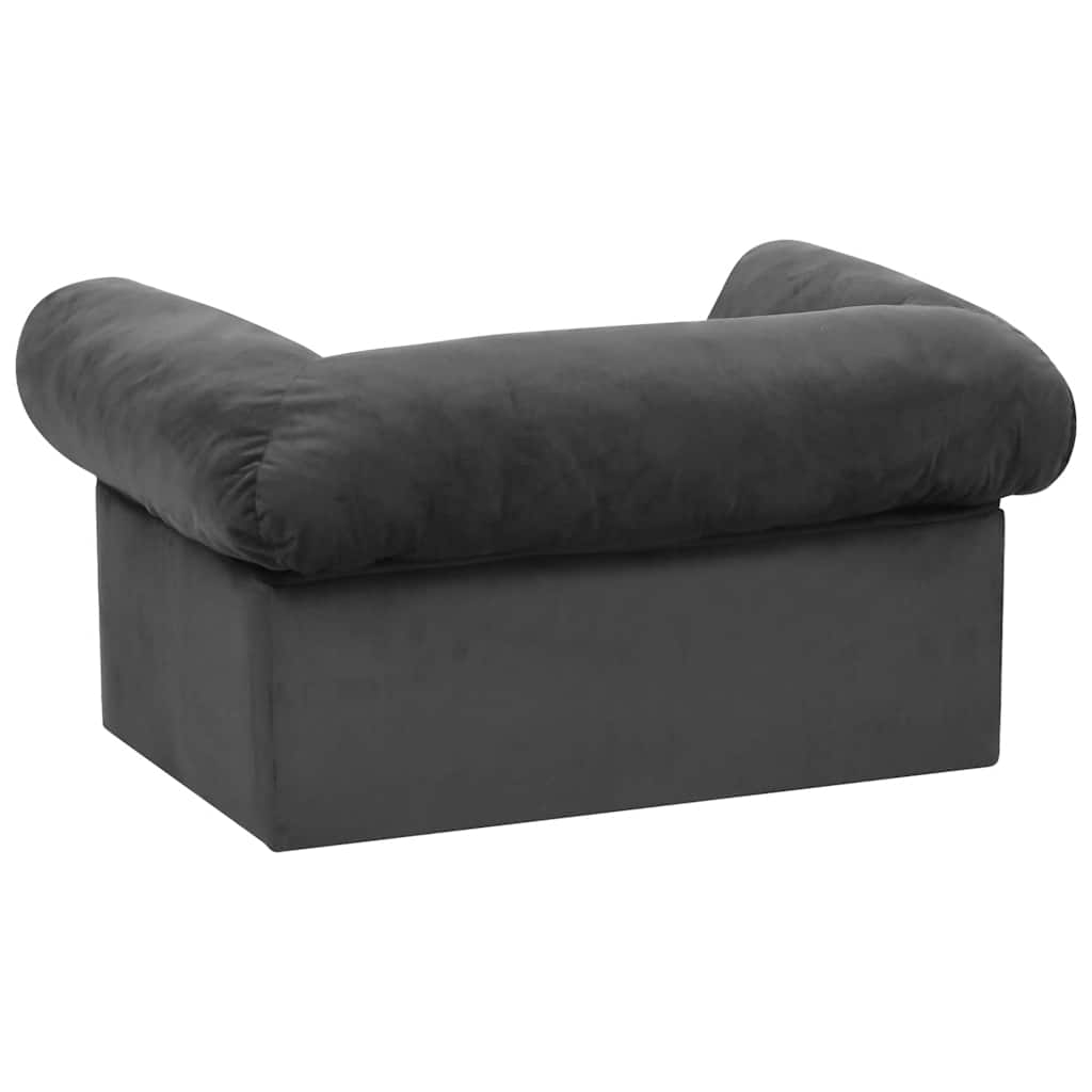 vidaXL Dog Sofa with Drawer Dark Grey 75x50x38 cm Plush
