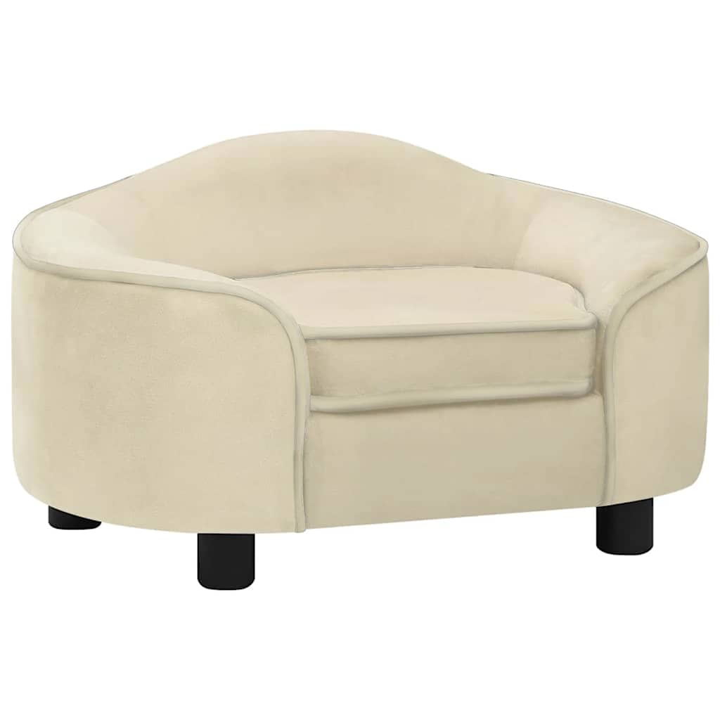 vidaXL Dog Sofa Cream 67x47x36 cm Plush