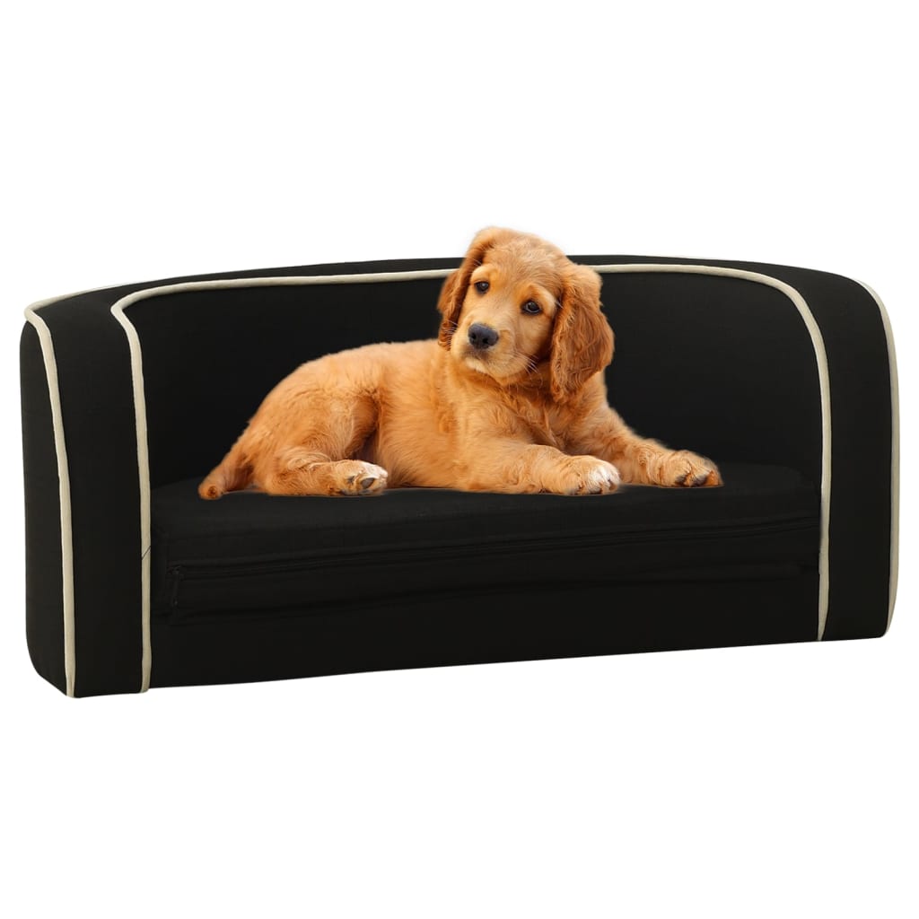 Foldable Dog Sofa Black 76x71x30 cm Linen Washable Cushion