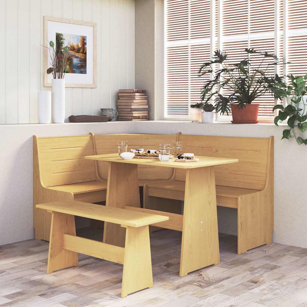 Corner Bench "REINE" 151 cm Honey Brown Solid Wood Pine