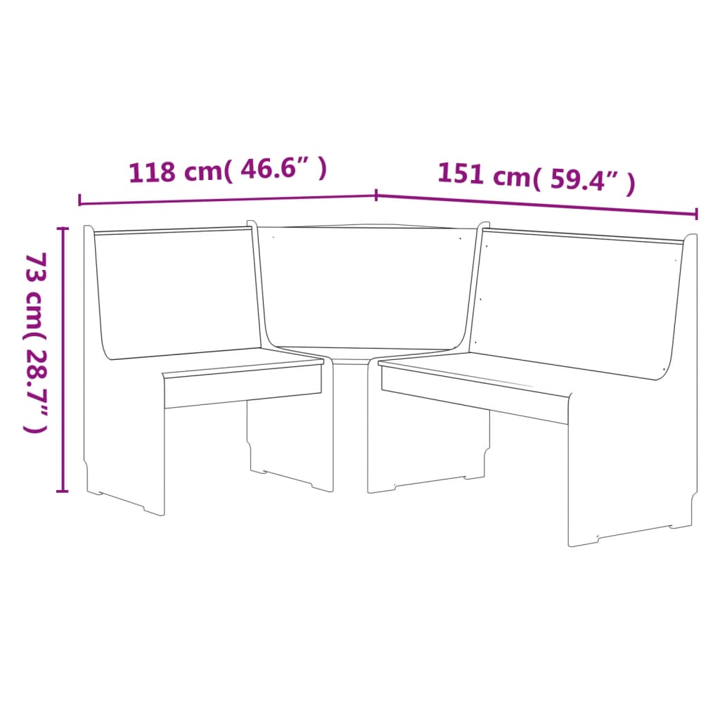 vidaXL Corner Bench REINE 151 cm Honey Brown&Grey Solid Wood Pine