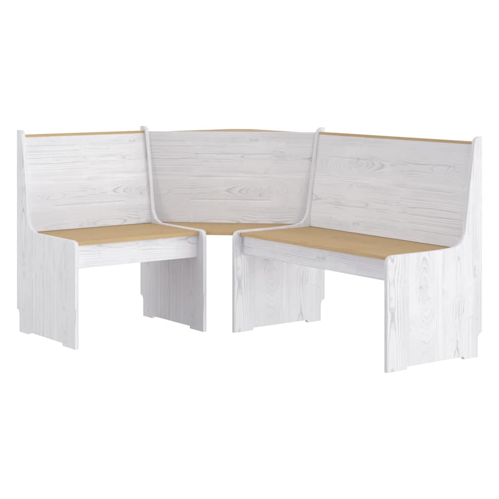 Corner Bench "REINE" 151 cm Honey Brown&White Solid Wood Pine