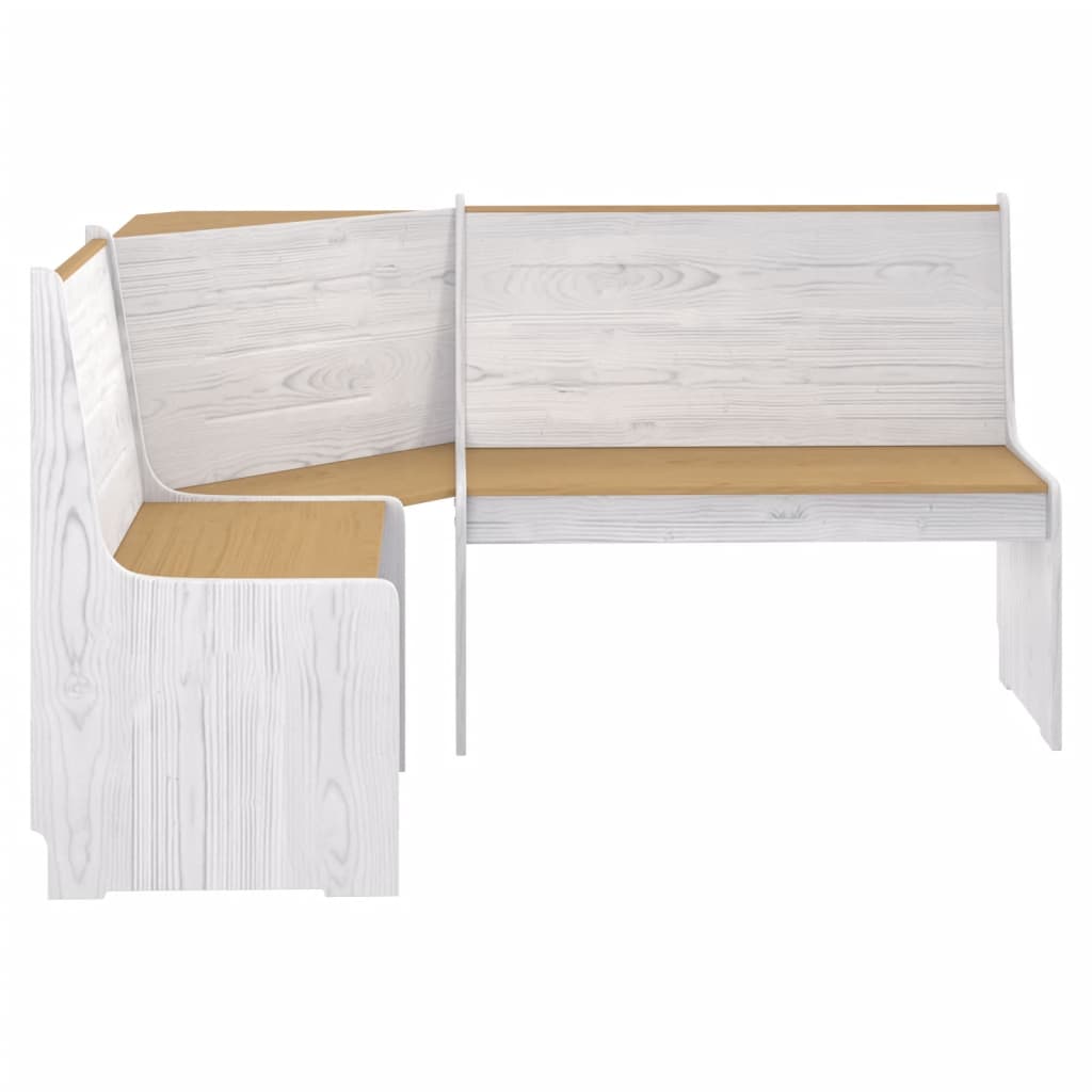 vidaXL Corner Bench REINE 151 cm Honey Brown&White Solid Wood Pine