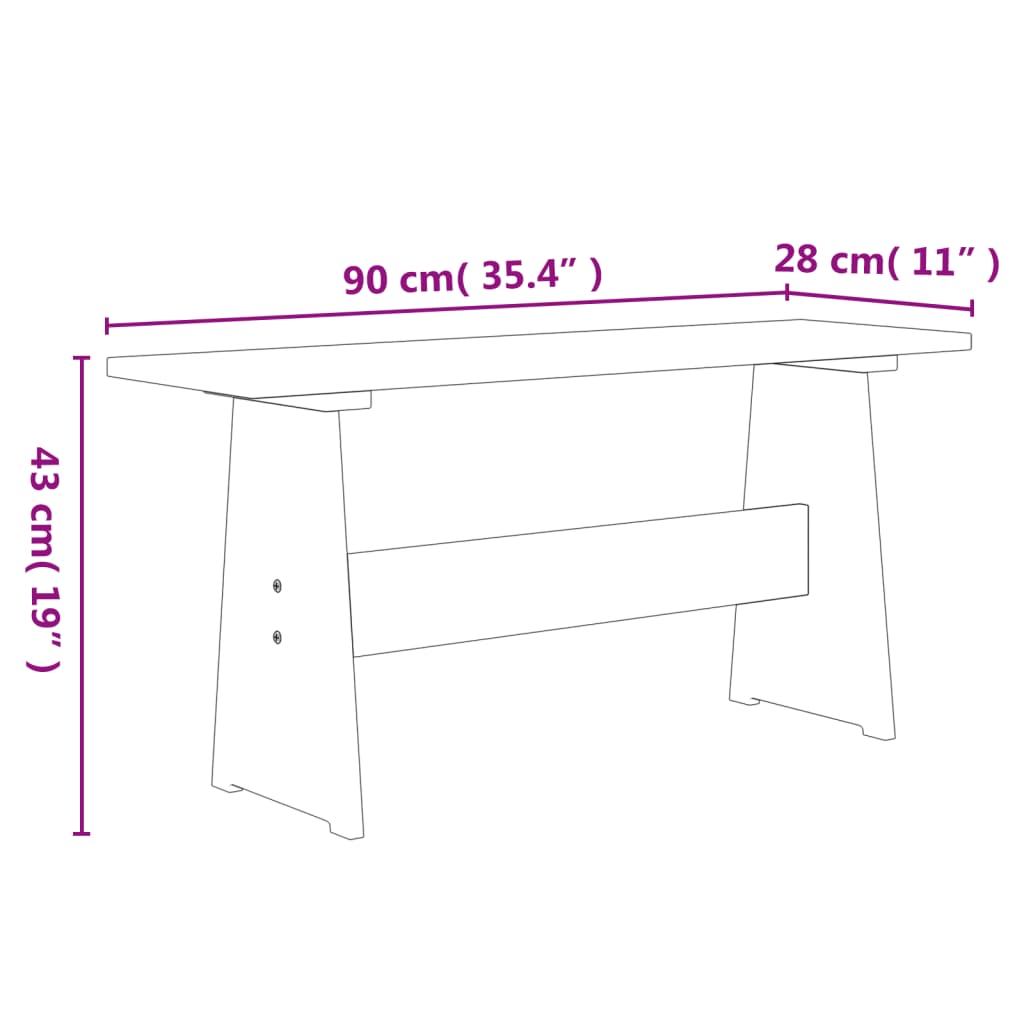 vidaXL Dining Table with Bench Honey Brown Solid Pinewood