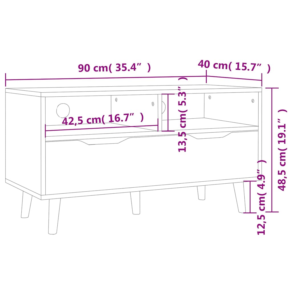 326779 vidaXL TV Cabinet Grey 90x40x48,5 cm Engineered Wood
