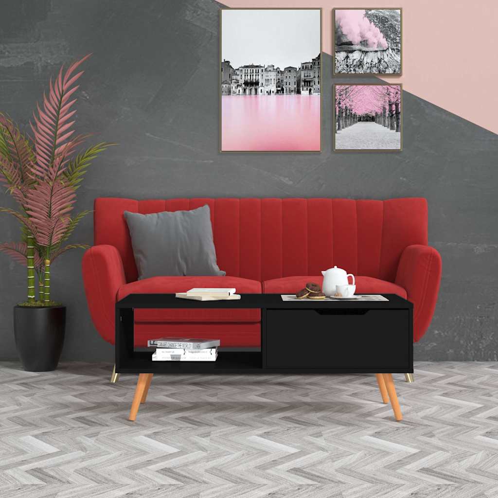 326787 vidaXL Coffee Table Black 100x49,5x43 cm Engineered Wood