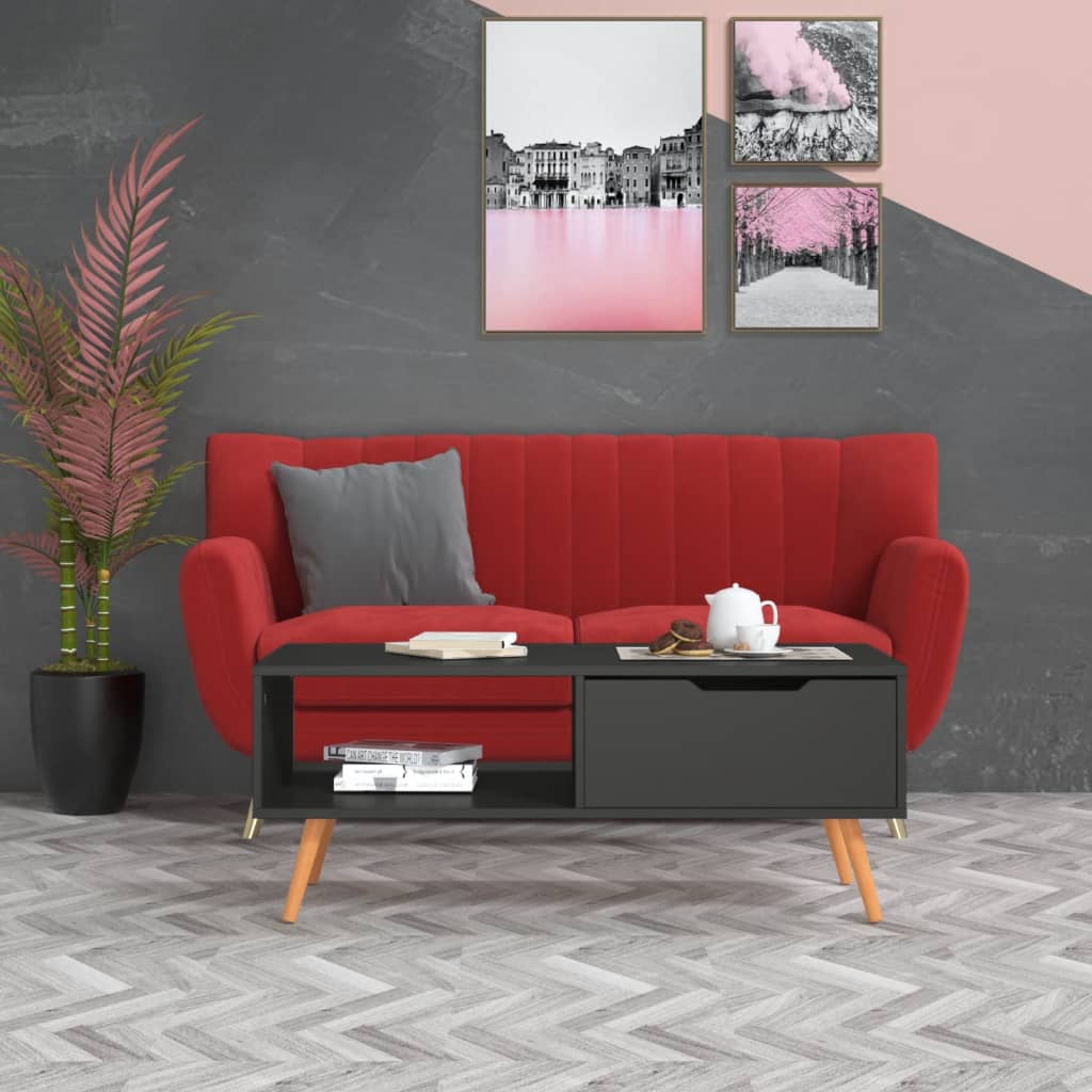 326788 vidaXL Coffee Table Grey 100x49,5x43 cm Engineered Wood