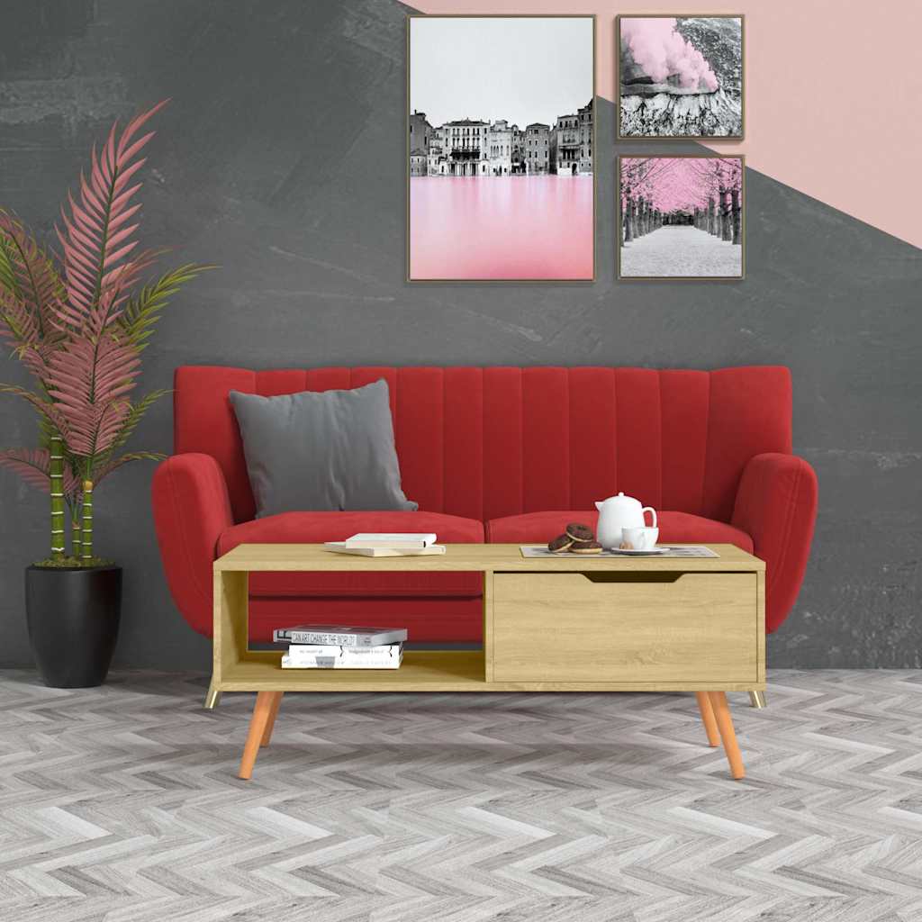 326789 vidaXL Coffee Table Sonoma Oak 100x49,5x43 cm Engineered Wood
