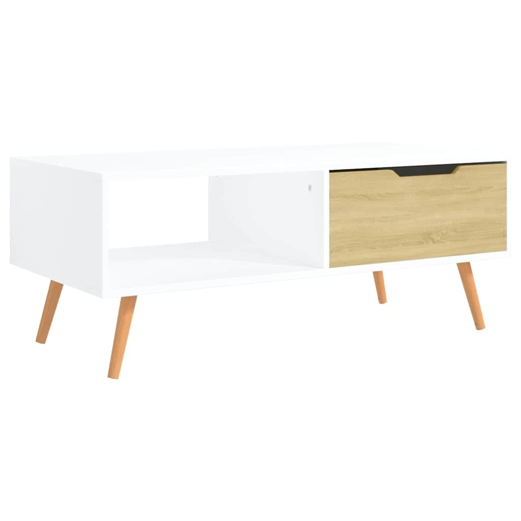 326791 vidaXL Coffee Table White and Sonoma Oak 100x49,5x43 cm Engineered Wood